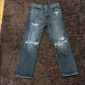 American Eagle Outfitters Black High Waisted Distressed Jeans